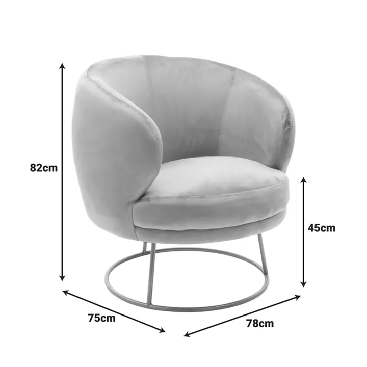 Armchair Rony pakoworld velvet beige 78x75x82cm