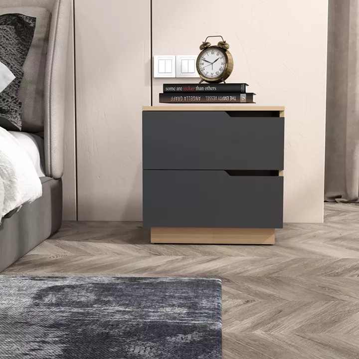 Verena I bedside table pakoworld in natural- antharcite shade 48x40x48cm