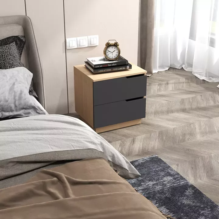 Verena I bedside table pakoworld in natural- antharcite shade 48x40x48cm