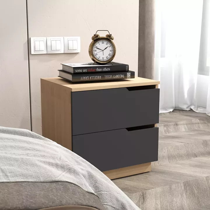Verena I bedside table pakoworld in natural- antharcite shade 48x40x48cm