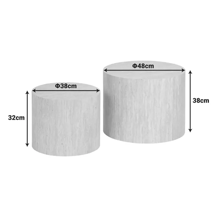 Side tables 2pcs Zonar pakoworld MDF in travertine look