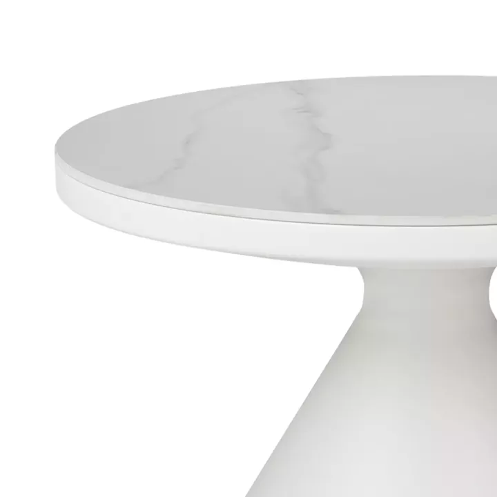 Βοηθητικά τραπέζια Coozlin Inart sintered stone σε απόχρωση λευκό μαρμάρου με λευκό μέταλλο