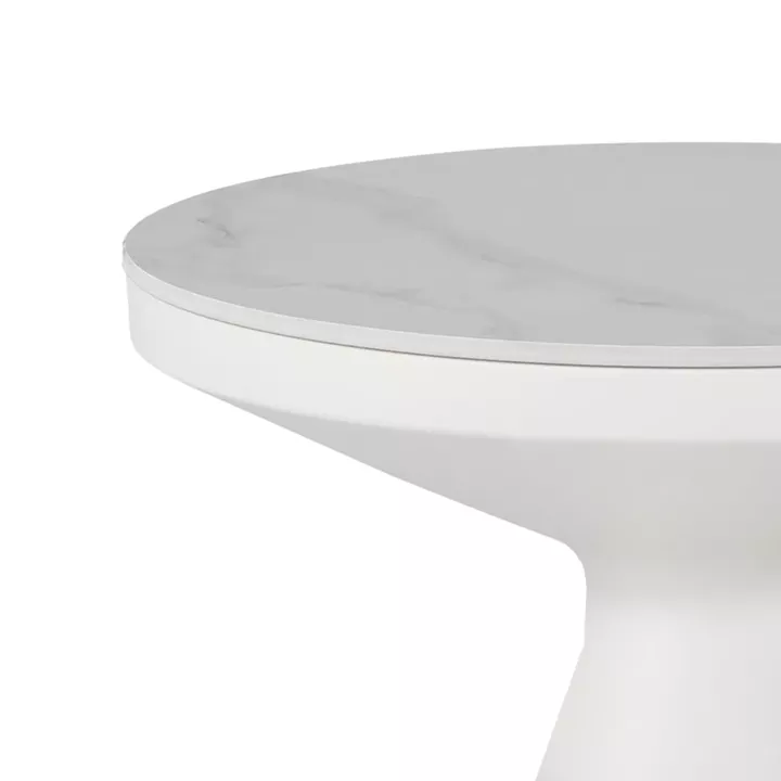 Βοηθητικά τραπέζια Coozlin Inart sintered stone σε απόχρωση λευκό μαρμάρου με λευκό μέταλλο