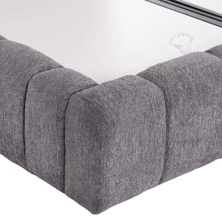 BED WITH STORAGE SPACE RAMON HM720.22 BOUCLE FABRIC IN GREY-FOR MATTRESS 160x200cm.