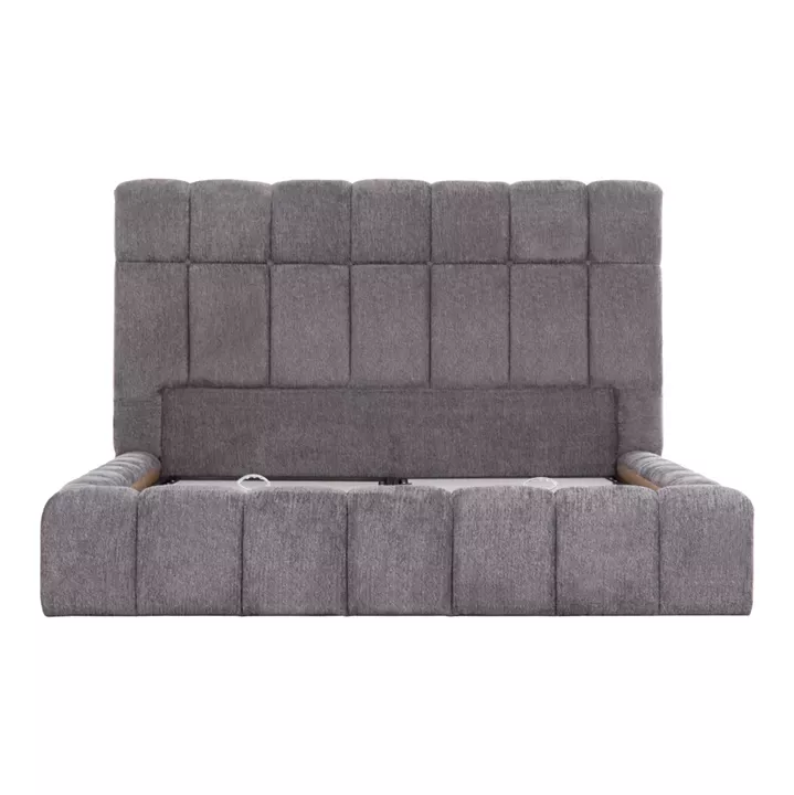 BED WITH STORAGE SPACE RAMON HM720.22 BOUCLE FABRIC IN GREY-FOR MATTRESS 160x200cm.
