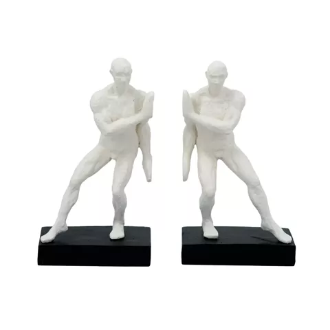 Artekko Gymnast Bookends Λευκοί Βιβλιοστάτες Ρητίνης με Ανδρική Φιγούρα (13.5x9x25)cm 2pcs