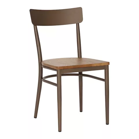 Chair Zerca pakoworld brown metal skeleton and natural color rubberwood seat 49x44x82cm