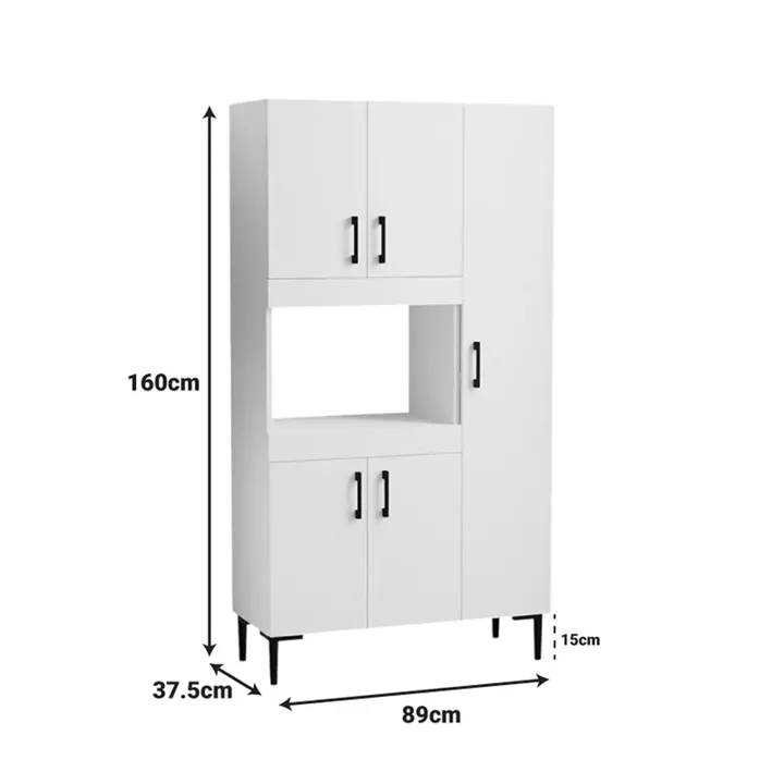 Defne pakoworld kitchen cabinet in white 89x37.5x160cm