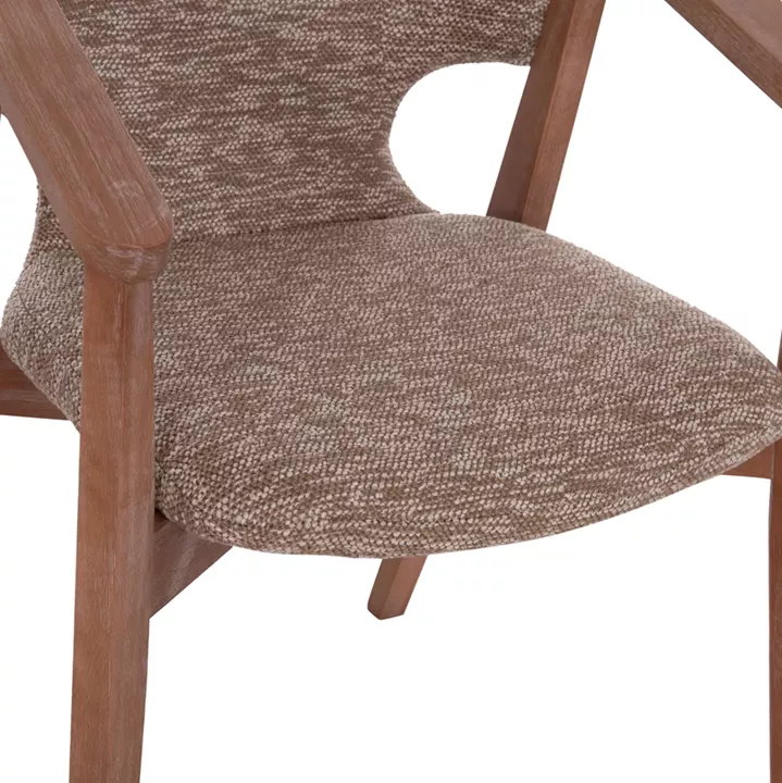 DINING ARMCHAIR YEGER HM9995.03 BEECH WOOD IN WHITEWASH-BROWN FABRIC 59x58x78Hcm.