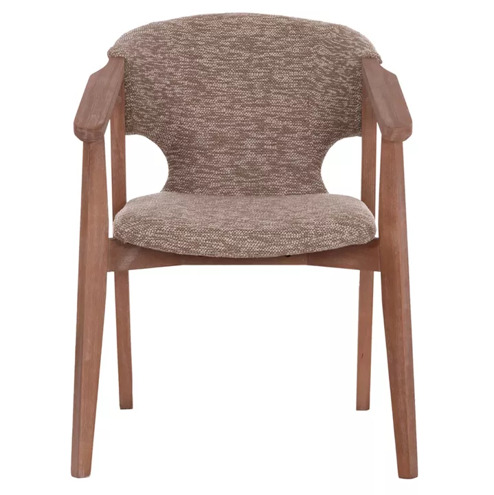 DINING ARMCHAIR YEGER HM9995.03 BEECH WOOD IN WHITEWASH-BROWN FABRIC 59x58x78Hcm.