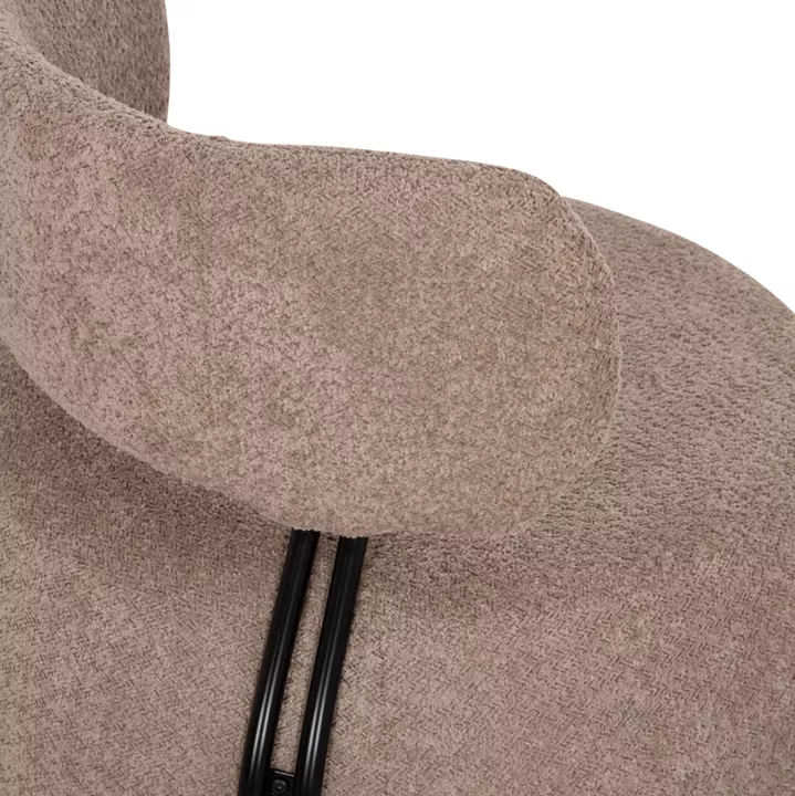 LOUNGE CHAIR ROUND KARSEN HM9598.08 DARK BEIGE BOUCLE FABRIC 79x82x74Hcm.