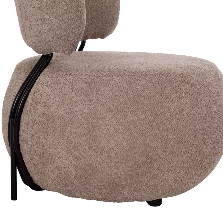 LOUNGE CHAIR ROUND KARSEN HM9598.08 DARK BEIGE BOUCLE FABRIC 79x82x74Hcm.