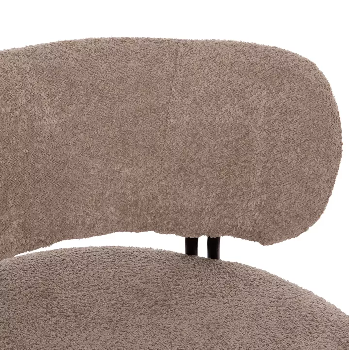 LOUNGE CHAIR ROUND KARSEN HM9598.08 DARK BEIGE BOUCLE FABRIC 79x82x74Hcm.
