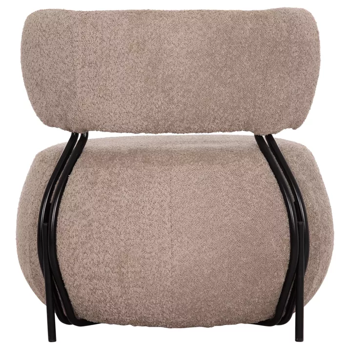 LOUNGE CHAIR ROUND KARSEN HM9598.08 DARK BEIGE BOUCLE FABRIC 79x82x74Hcm.