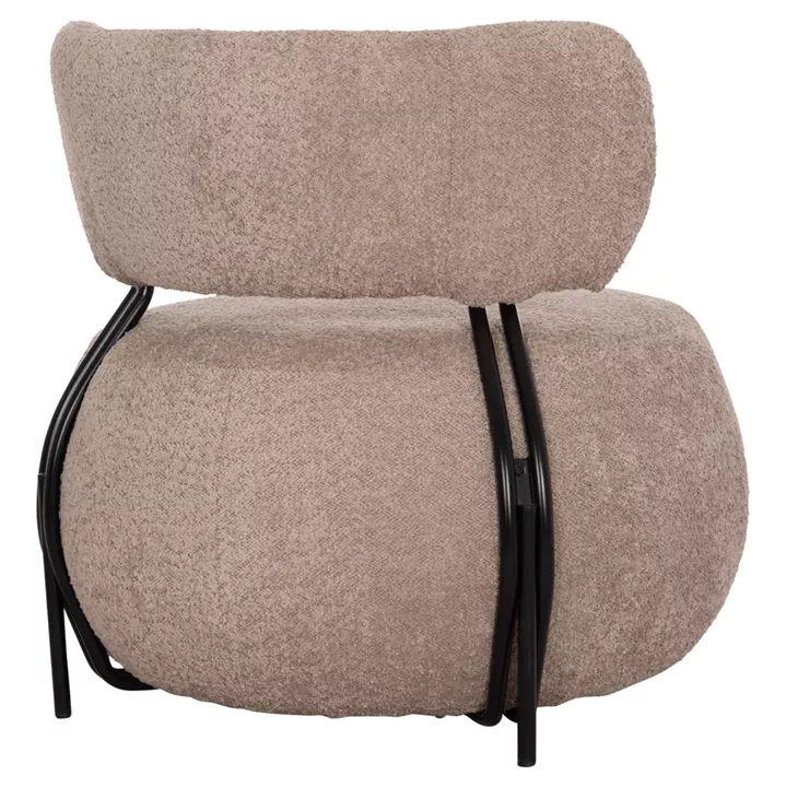 LOUNGE CHAIR ROUND KARSEN HM9598.08 DARK BEIGE BOUCLE FABRIC 79x82x74Hcm.