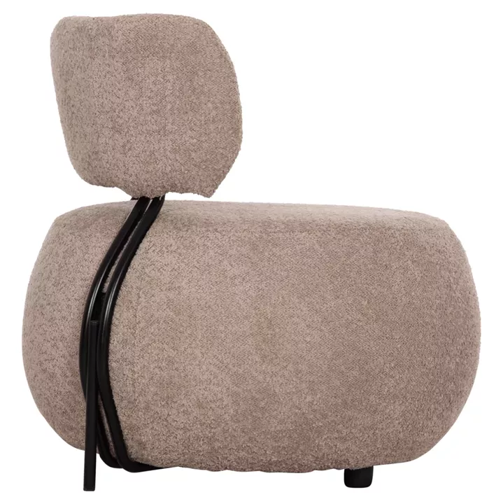 LOUNGE CHAIR ROUND KARSEN HM9598.08 DARK BEIGE BOUCLE FABRIC 79x82x74Hcm.