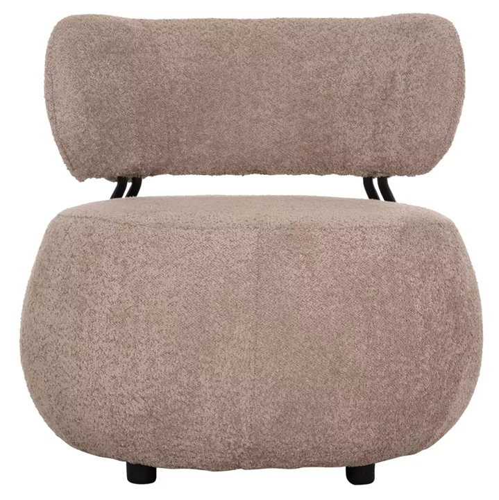 LOUNGE CHAIR ROUND KARSEN HM9598.08 DARK BEIGE BOUCLE FABRIC 79x82x74Hcm.