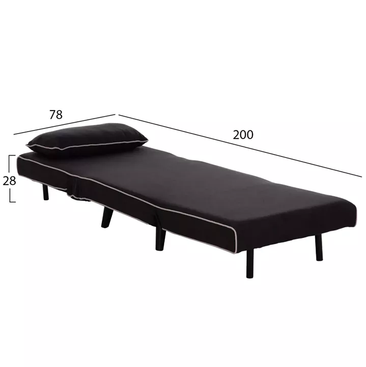 ARMCHAIR-BED BRAXTON HM8425.03 BLACK FABRIC 78x88x78Hcm.