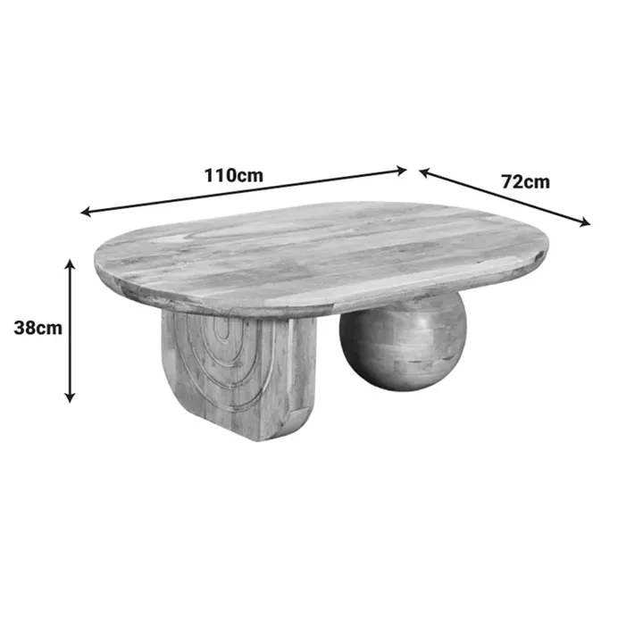 Coffee table Kane pakoworld solid acacia wood in natural color 110x72x38cm
