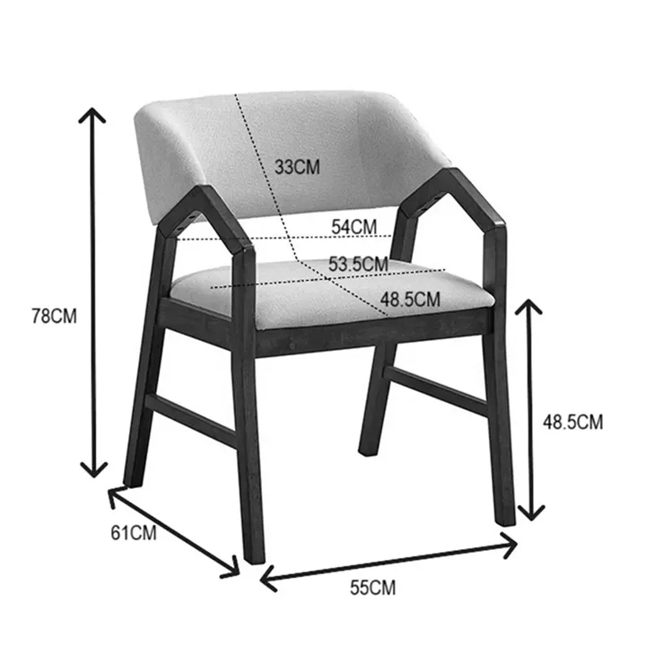 Armchair Livia pakoworld rubberwood in walnut-ecru shade 47.5x54.5x78cm