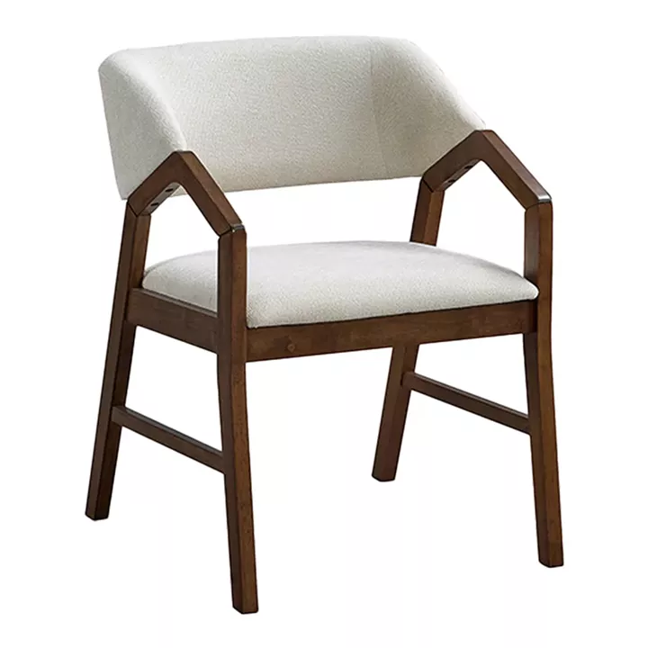 Armchair Livia pakoworld rubberwood in walnut-ecru shade 47.5x54.5x78cm