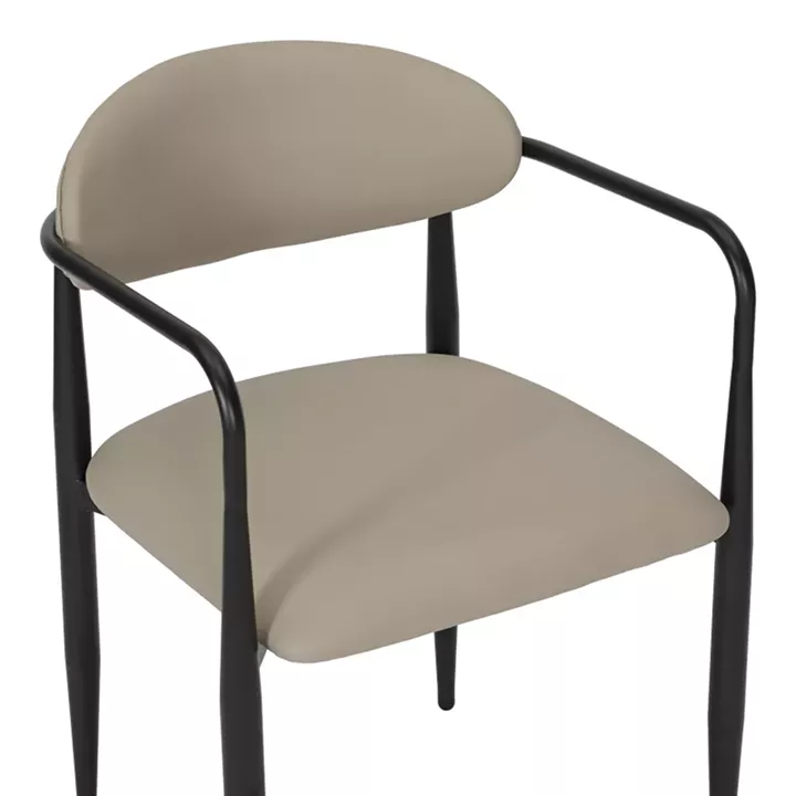 Armchair Kalone pakoworld pu in grey-beige color 56x55x78cm