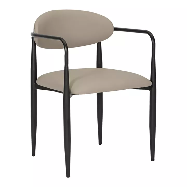 Armchair Kalone pakoworld pu in grey-beige color 56x55x78cm