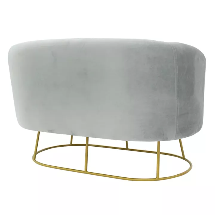 2 seater sofa Rony pakoworld  grey velvet - golden metal 132x82x83cm