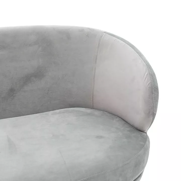 2 seater sofa Rony pakoworld  grey velvet - golden metal 132x82x83cm