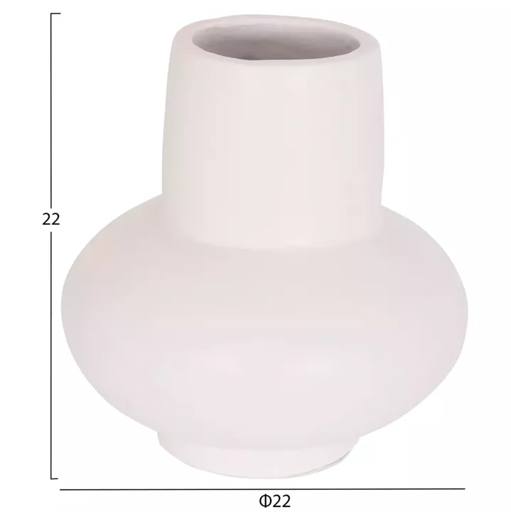 TABLE DECORATIVE VASE LEMA HM4664.02S TERRACOTA IN WHITE--Φ22x22Hcm.