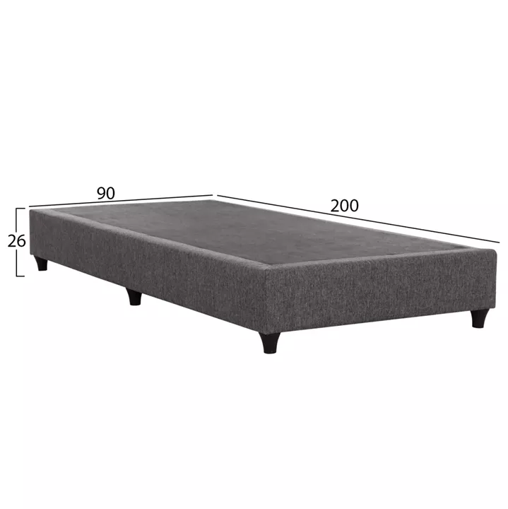 SUBSTRATE BED SIGGY HM722.10 NO STORAGE SPACE--GREY FABRIC--FOR MATTRESS 90x200cm.