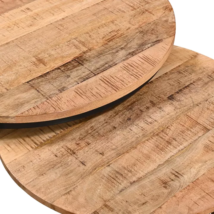Coffee table Frina pakoworld set 3 pieces mango wood in natural color and black metal leg