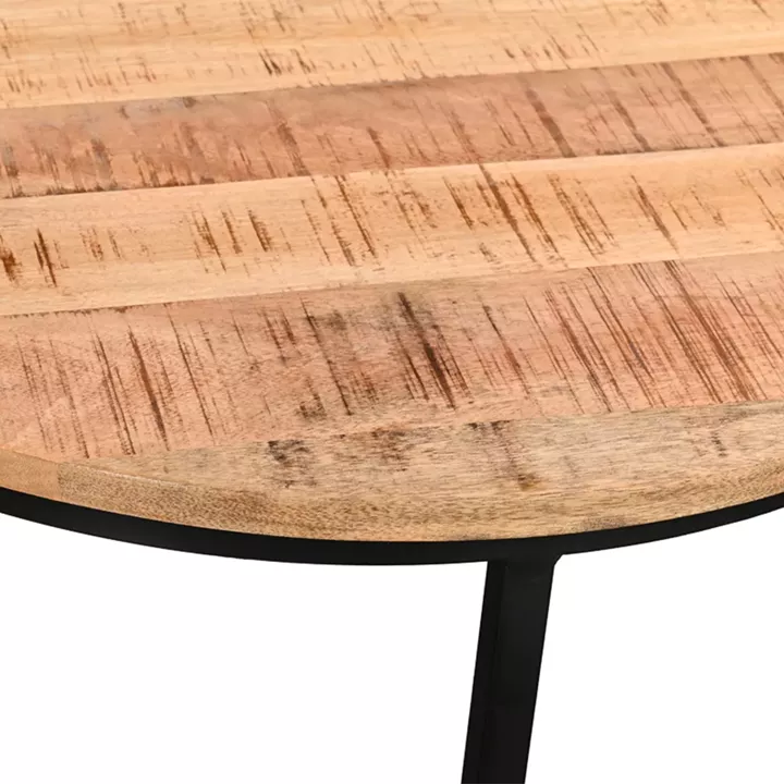 Coffee table Frina pakoworld set 3 pieces mango wood in natural color and black metal leg