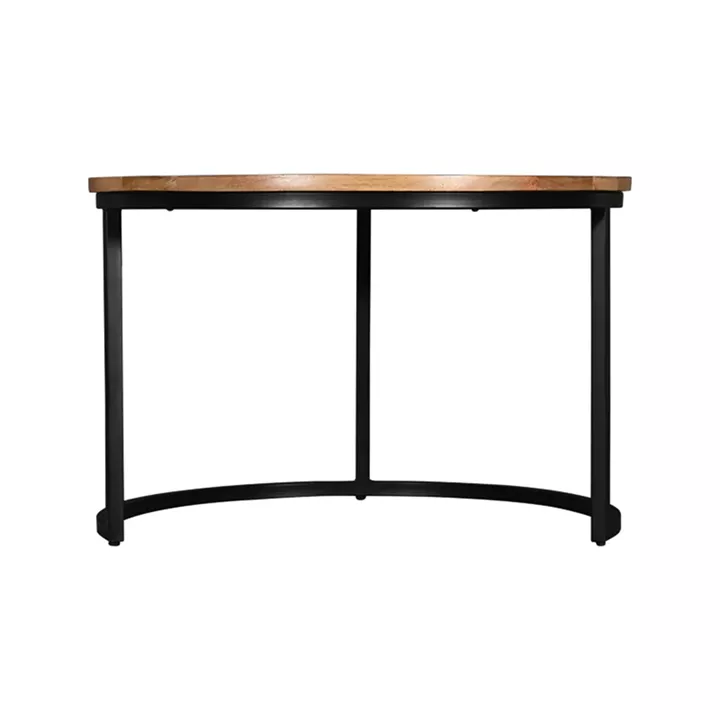 Coffee table Frina pakoworld set 3 pieces mango wood in natural color and black metal leg