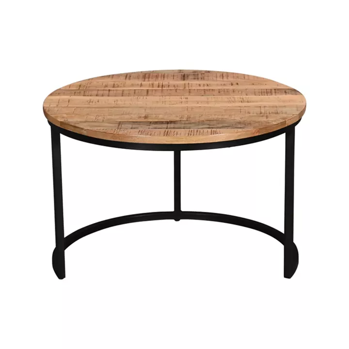 Coffee table Frina pakoworld set 3 pieces mango wood in natural color and black metal leg