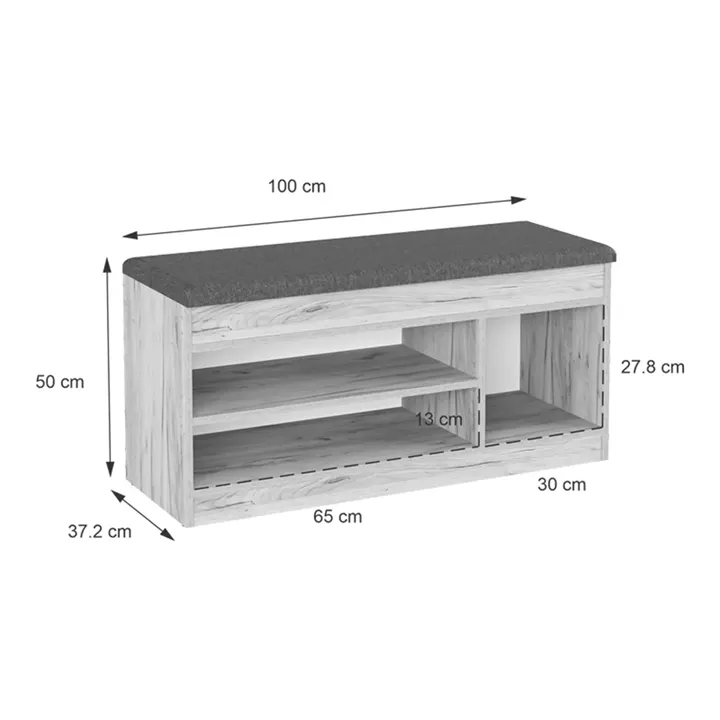 Entrance furniture - stool - shoe rack Oriental pakoworld in oak shade 100x37.2x50cm