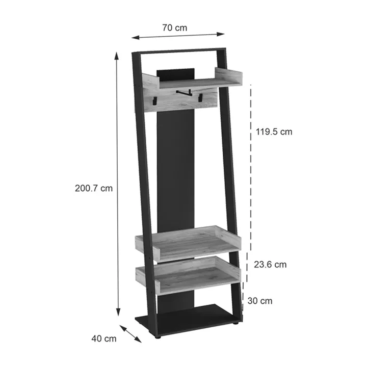 Sciove pakoworld entrance furniture in anthracite-natural shade 70x40x200cm