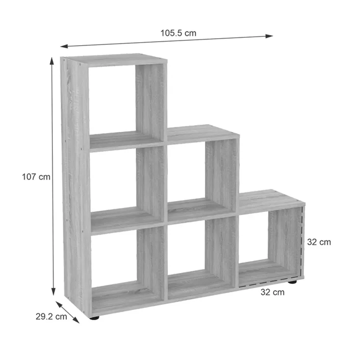 Bookcase Schody pakoworld in oak shade 105.5x29.2x107cm
