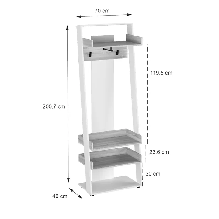 Sciove pakoworld entrance furniture in white-natural shade 70x40x200cm