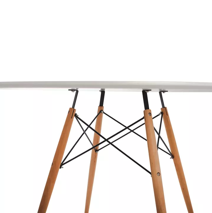 DINING TABLE ROUND MINIMAL HM8454.01 MDF IN WHITE COLOR-BEECH WOOD LEGS IN NATURAL Φ120Χ75Hcm.