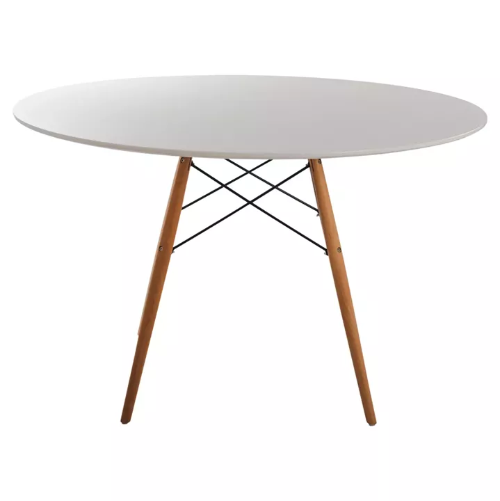 DINING TABLE ROUND MINIMAL HM8454.01 MDF IN WHITE COLOR-BEECH WOOD LEGS IN NATURAL Φ120Χ75Hcm.