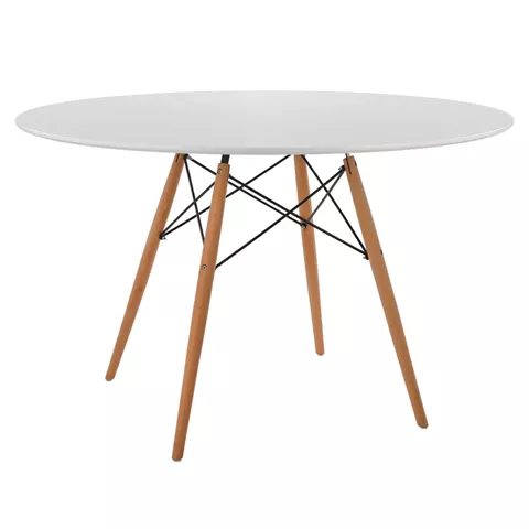 ΤΡΑΠΕΖΙ MINIMAL ΣΤΡΟΓΓΥΛΟ HM8454.01 MDF ΣΕ ΛΕΥΚΟ-ΠΟΔΙΑ ΟΞΙΑΣ ΣΕ ΦΥΣΙΚΟ Φ120Χ75Υεκ.