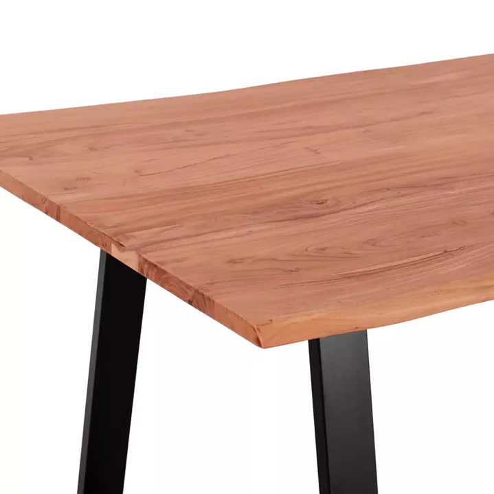 ACACIA DINING TABLE HM8501.11 SOLID ACACIA WITH BLACK LEGS 200X100X77H CM