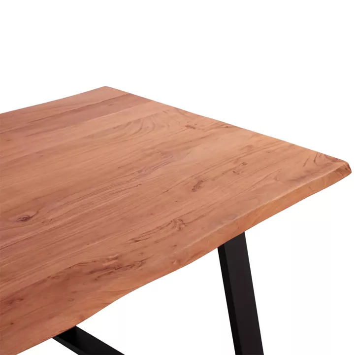 ACACIA DINING TABLE HM8501.11 SOLID ACACIA WITH BLACK LEGS 200X100X77H CM