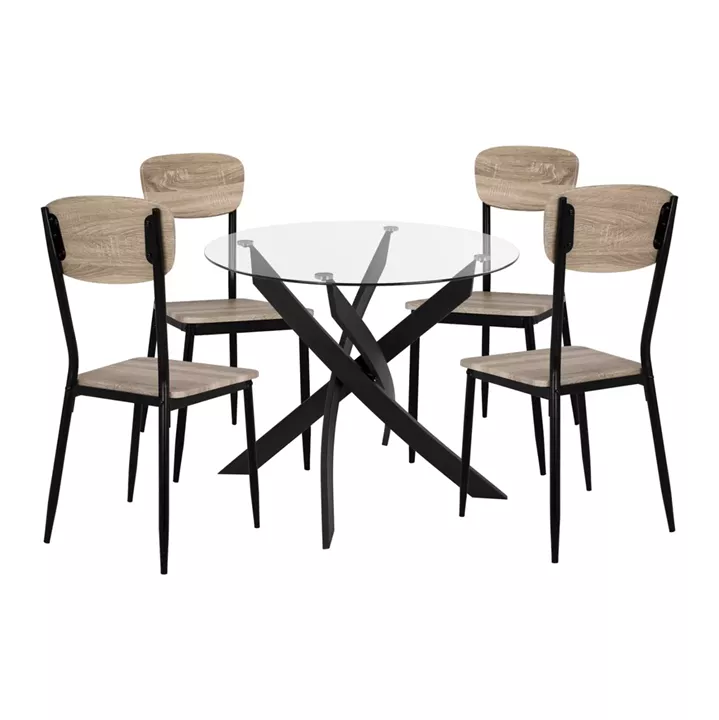 Set 5 pieces Table black & chairs Sonama with black chairs HM11072
