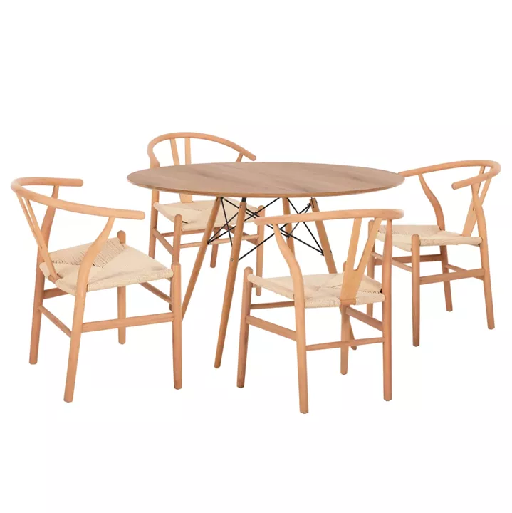 DINING SET 5PCS BRAVE HM21188 WITH 4 CHAIRS & ROUND TABLE