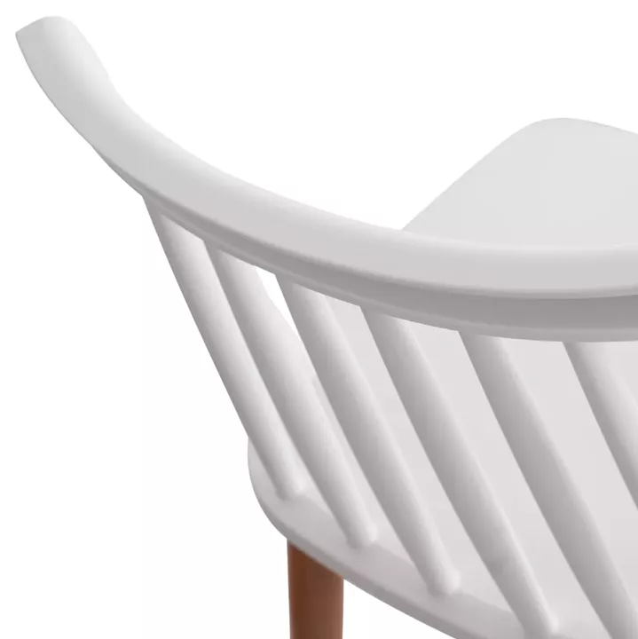 DINING SET 5PCS MINIMAL HM21172 MDF TOP IN WHITE-FRAMES IN NATURAL WOOD COLOR