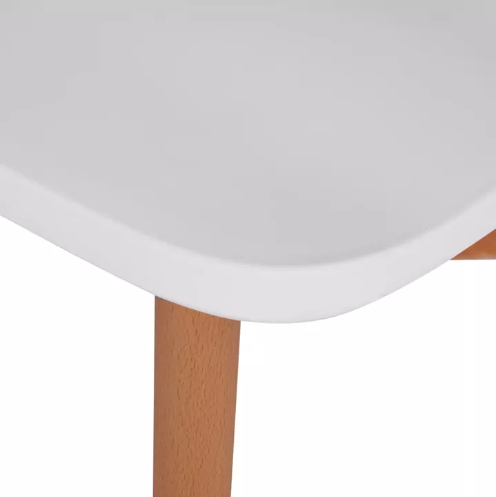 DINING SET 5PCS MINIMAL HM21172 MDF TOP IN WHITE-FRAMES IN NATURAL WOOD COLOR
