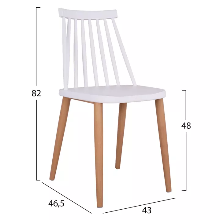 DINING SET 5PCS MINIMAL HM21172 MDF TOP IN WHITE-FRAMES IN NATURAL WOOD COLOR