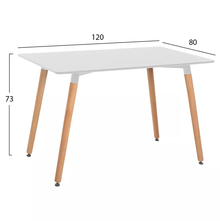 DINING SET 5PCS MINIMAL HM21172 MDF TOP IN WHITE-FRAMES IN NATURAL WOOD COLOR